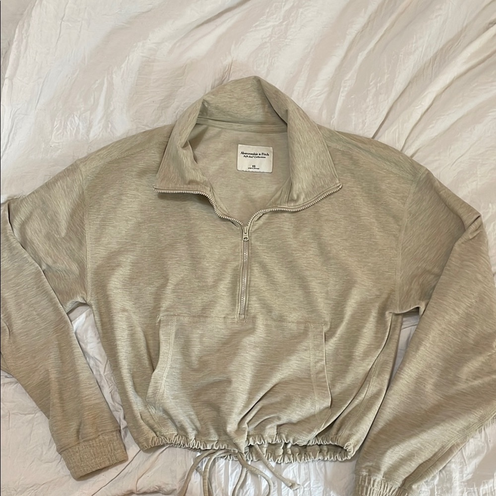 Abercrombie and Fitch Light Beige Quarter-Zip Pullover XS
